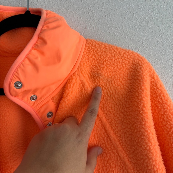Free People Movement Hit The Slopes Neon Orange Fleece Sherpa Cropped Jacket - Picture 5 of 9